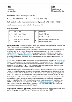 HMPPS 强制使用 ViSOR 重新签发日期 - GOV.UK