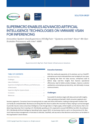 SUPERMICRO 的 BigTwin 和 vSAN 在 AI 性能方面表现出色