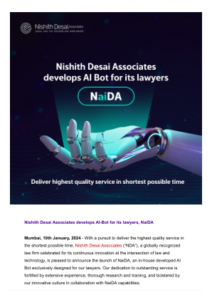 Nishith Desai Associates 为其律师 NaiDA 开发 AI-Bot