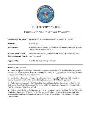 dod 指令 5500.07 道德和行为标准