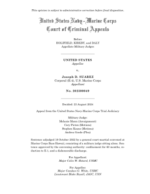 美国上诉人诉 Joseph D. SUAREZ 下士 (E ...