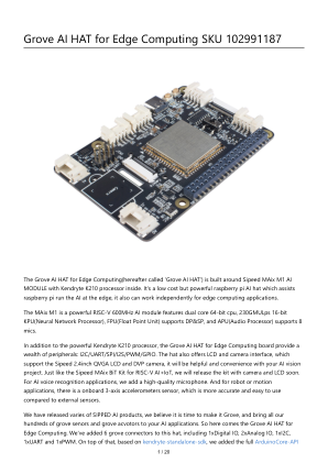 适用于边缘计算的 Grove AI HAT SKU 102991187
